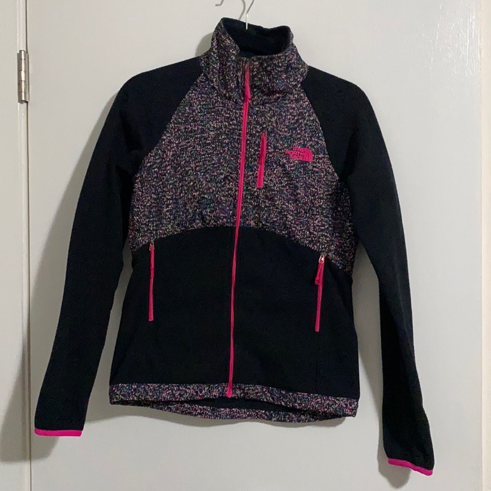 North Face zip up. Fleece. Like new condition. Hardly worn. Multi color.